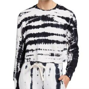 Monrow OVERSIZED Supersoft Painter Tie-Dye Boyfriend Sweatshirt Size XS Crop Top
